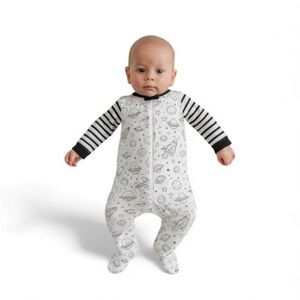 🍁Wonder Nation Space Print Zip-Up Footed Sleeper Pajamas 0-3 Months NWT